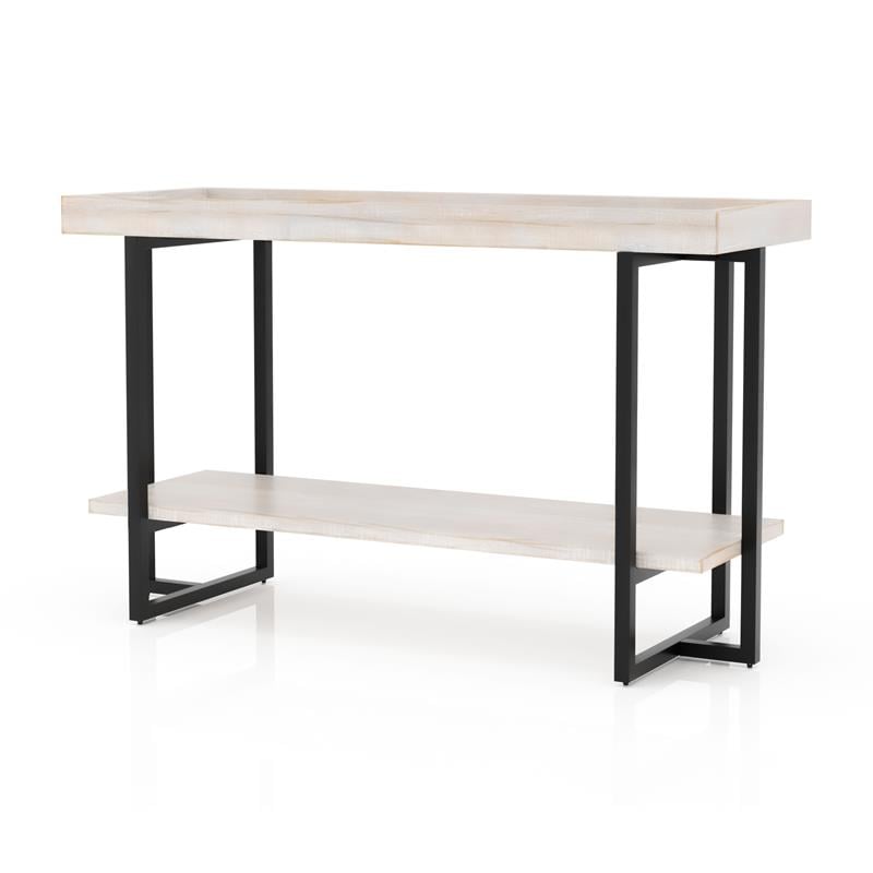Pemberly Row Modern Wood 1-Shelf Console Table in Antique White