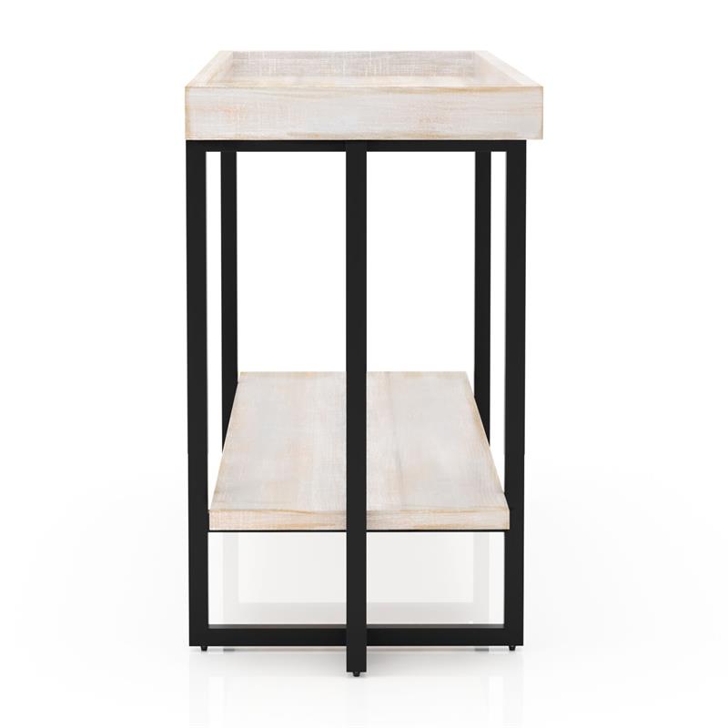 Pemberly Row Modern Wood 1-Shelf Console Table in Antique White