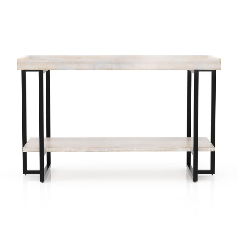 Pemberly Row Modern Wood 1-Shelf Console Table in Antique White