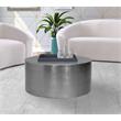 Pemberly Row Contemporary Round Brushed Chrome Metal Coffee Table