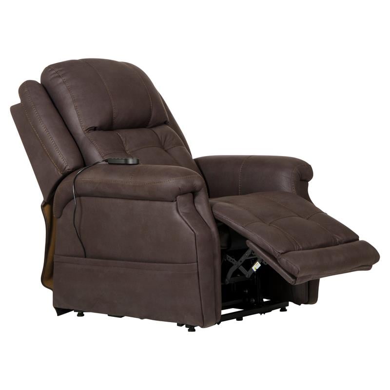 Pemberly Row Power Lift Lay Flat Recliner Adjustable Headrest - Chocolate Fabric