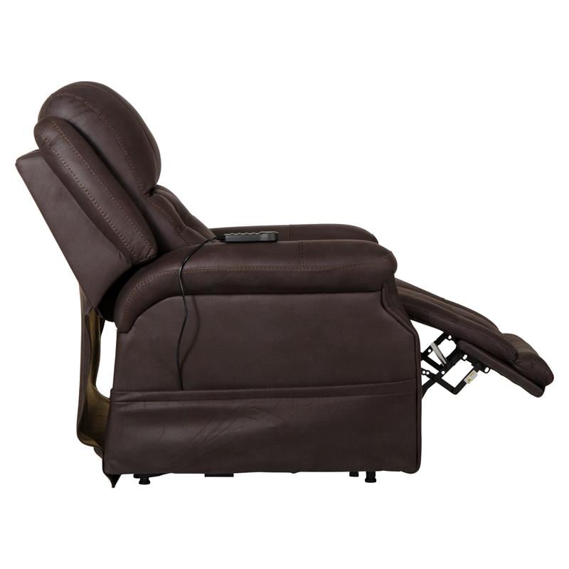 Pemberly Row Power Lift Lay Flat Recliner Adjustable Headrest - Chocolate Fabric