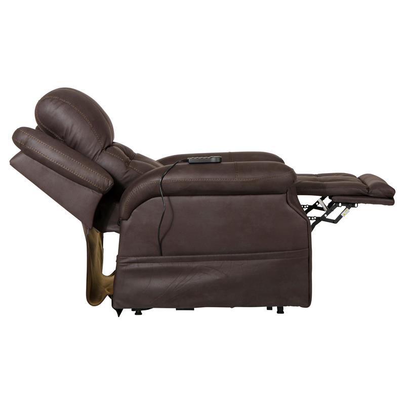 Pemberly Row Power Lift Lay Flat Recliner Adjustable Headrest - Chocolate Fabric