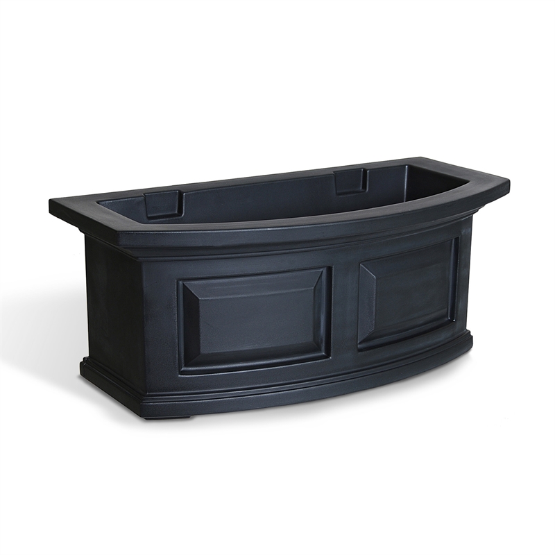 Pemberly Row Modern 2ft Traditional Plastic Window Box in Black