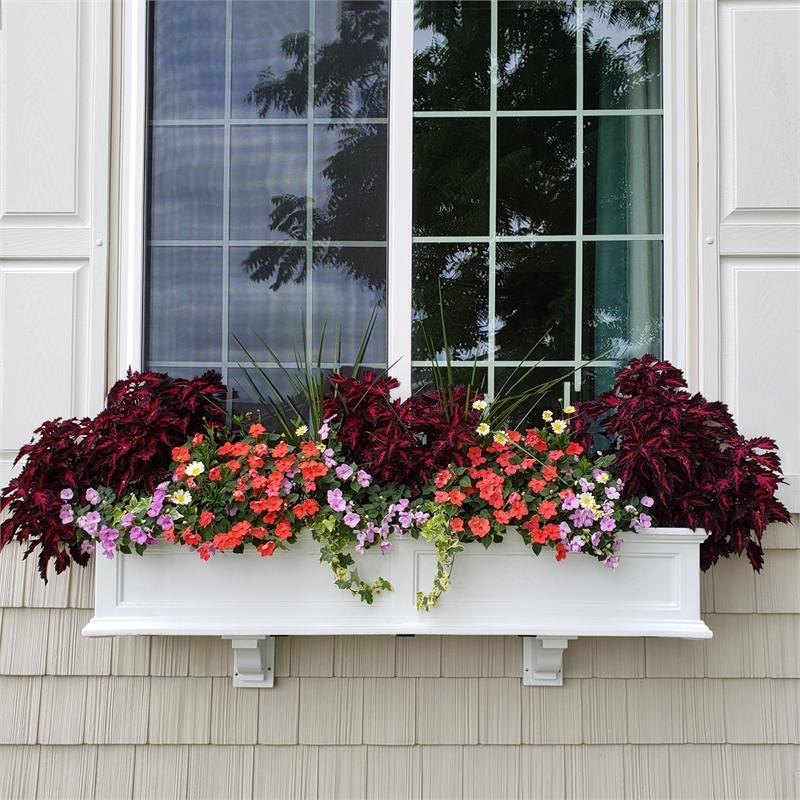 Pemberly Row Modern 4ft Traditional Plastic Window Box in White