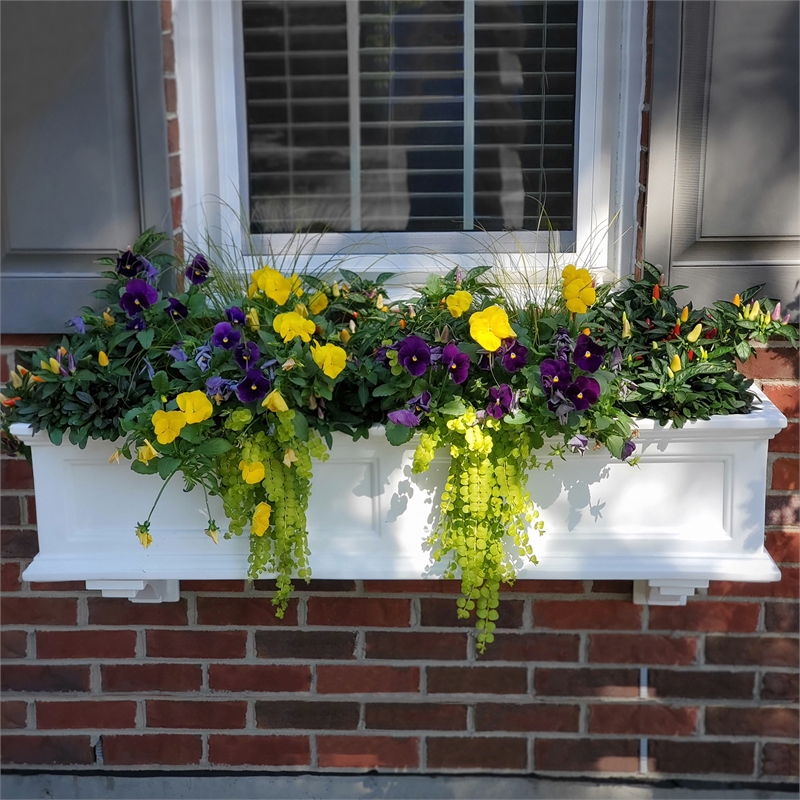 Pemberly Row Modern 4ft Traditional Plastic Window Box in White