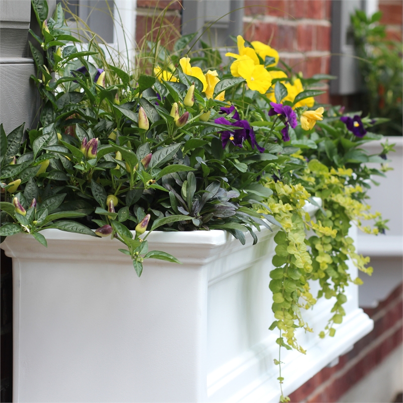 Pemberly Row Modern 4ft Traditional Plastic Window Box in White