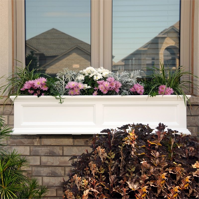 Pemberly Row Modern 4ft Traditional Plastic Window Box in White