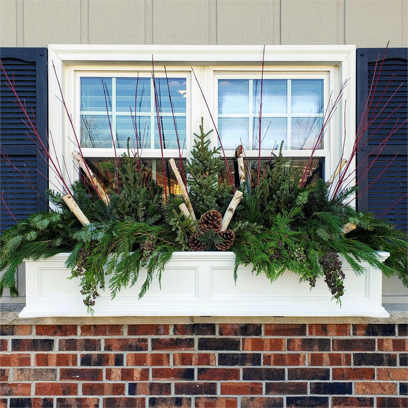 Pemberly Row Modern 4ft Traditional Plastic Window Box in White