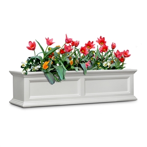 Pemberly Row Modern 4ft Traditional Plastic Window Box in White