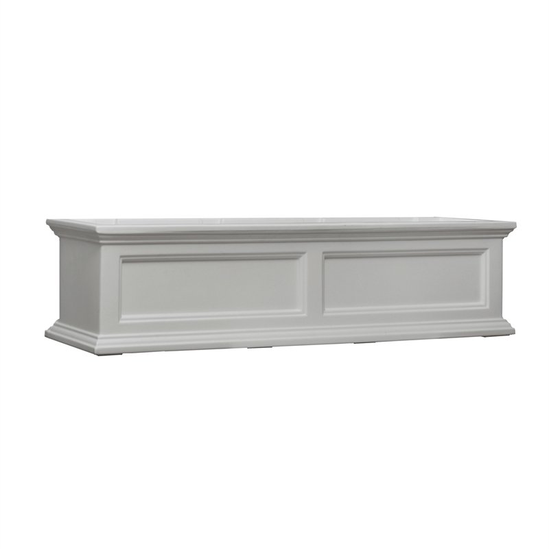 Pemberly Row Modern 4ft Traditional Plastic Window Box in White