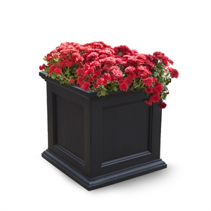 Pemberly Row 20x20&quot Square Traditional Plastic Planter in Black
