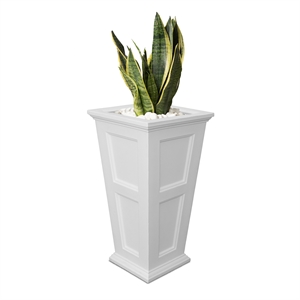 Pemberly Row Modern 28&quot Tall Traditional Plastic Planter in White