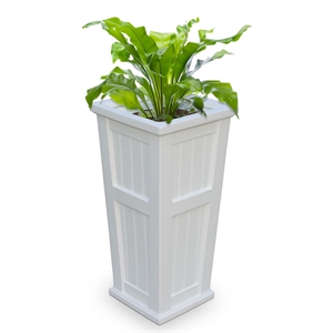 Pemberly Row 32&quot Tall Weatherproof Coastal Plastic Planter in White