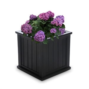 Pemberly Row Modern 20x20&quot Square Coastal Plastic Planter in Black