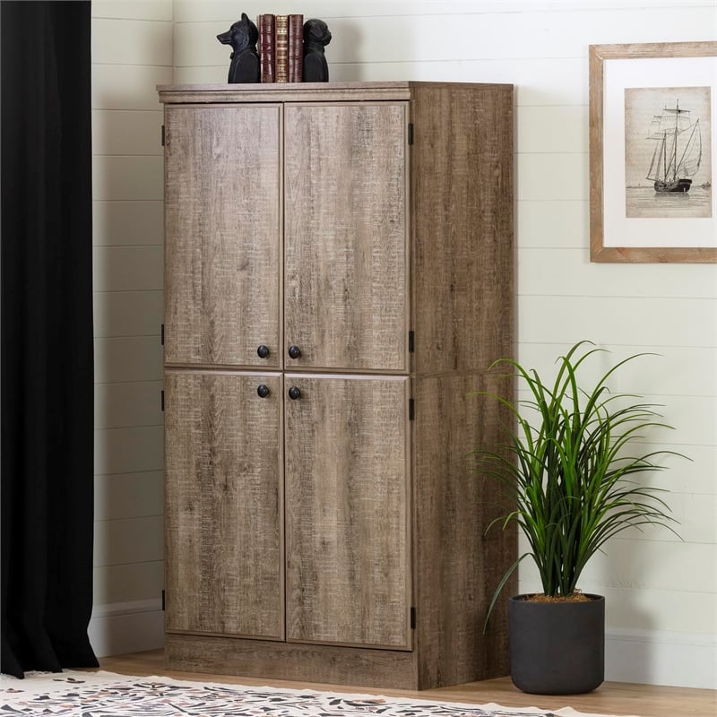 Pemberly Row 4-Door Storage Cabinet-Weathered Oak-Pemberly Row