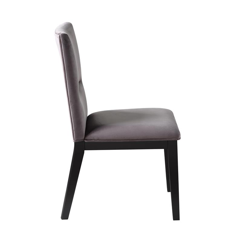 Pemberly Row Contemporary Gray Velvet Upholstered Side Chair