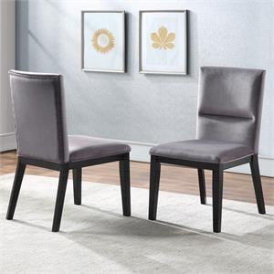 Pemberly Row Contemporary Gray Velvet Upholstered Side Chair