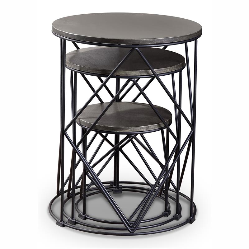 Pemberly Row Contemporary Wood 3-Piece Nesting Tables in Black