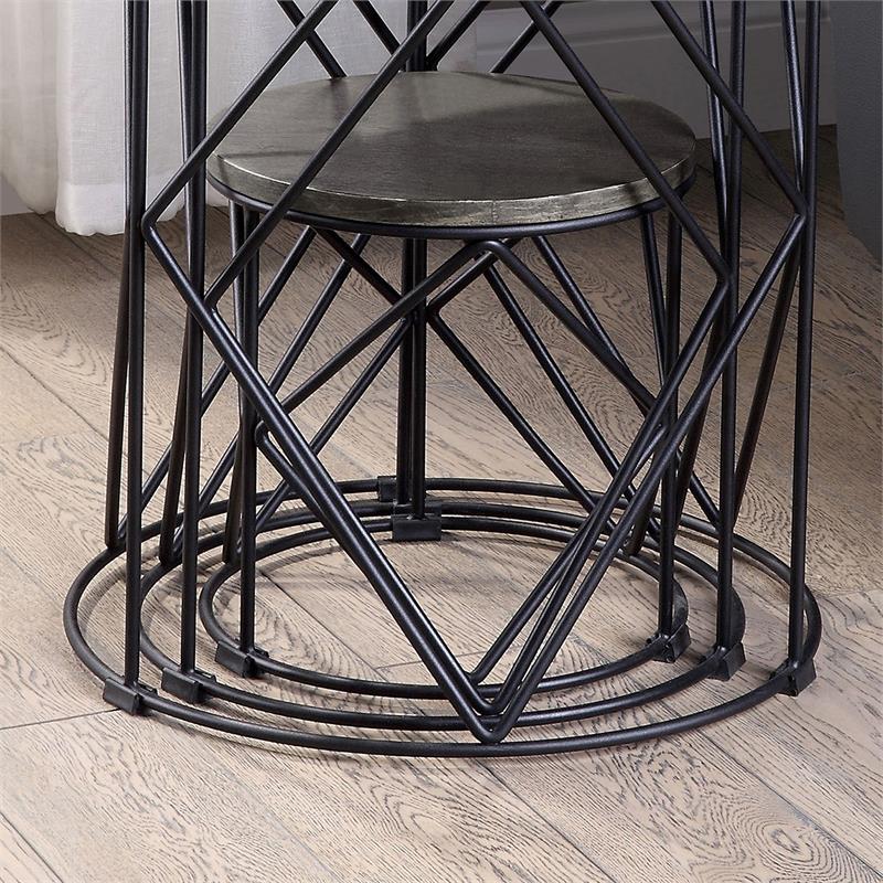 Pemberly Row Contemporary Wood 3-Piece Nesting Tables in Black
