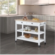 Pemberly Row Modern Block Top Kitchen Cart in White Wood Finish