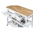 Pemberly Row Modern Block Top Kitchen Cart in White Wood Finish