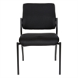 Pemberly Row Stackable Armless Visitor Chair Black Fabric Padded Seat and Back