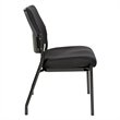 Pemberly Row Stackable Armless Visitor Chair Black Fabric Padded Seat and Back