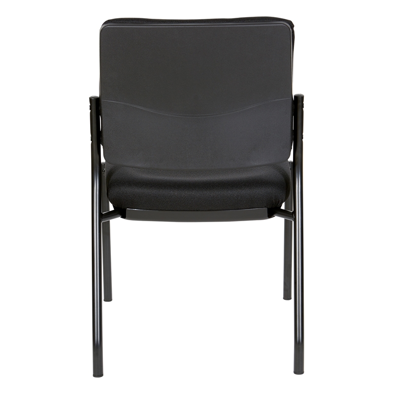 Pemberly Row Stackable Armless Visitor Chair Black Fabric Padded Seat and Back