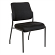 Pemberly Row Stackable Armless Visitor Chair Black Fabric Padded Seat and Back