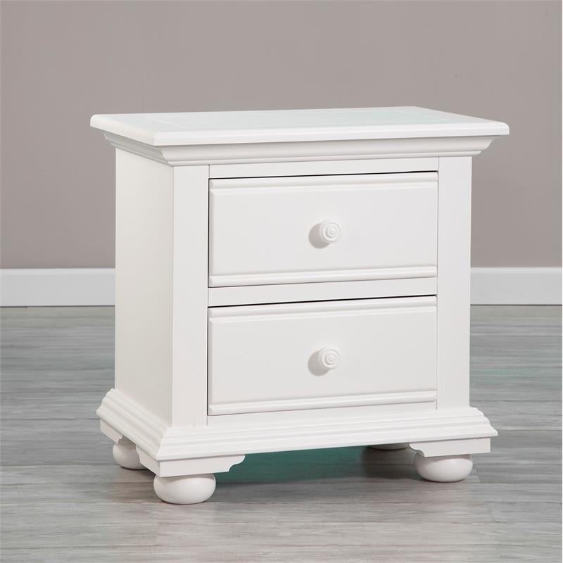 Pemberly Row Contemporary Eggshell White 2-Drawer Wood Nightstand