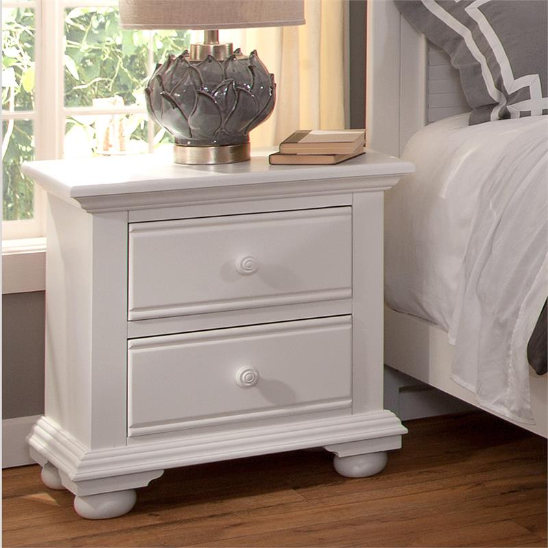 Pemberly Row Contemporary Eggshell White 2-Drawer Wood Nightstand
