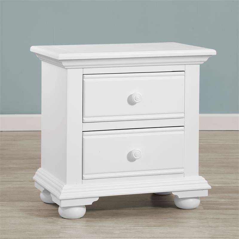 Pemberly Row Contemporary Eggshell White 2-Drawer Wood Nightstand