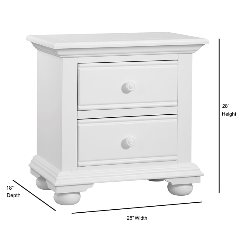 Pemberly Row Contemporary Eggshell White 2-Drawer Wood Nightstand