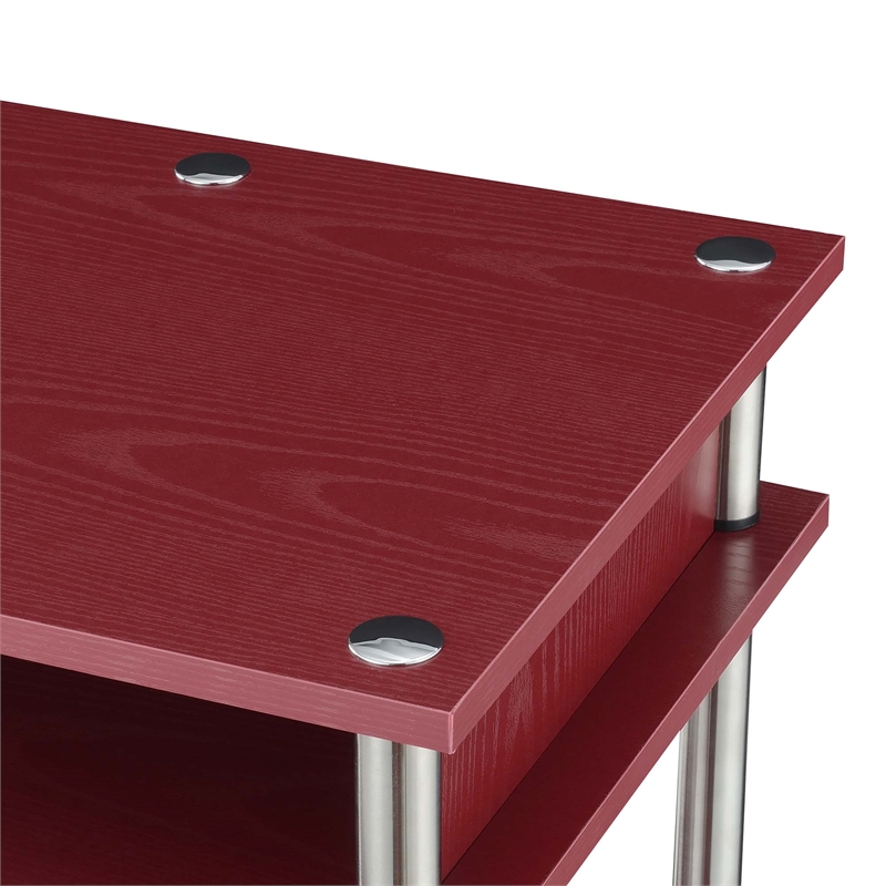 Pemberly Row No Tools Student Desk with Shelves in Cranberry Red Wood Finish