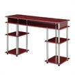 Pemberly Row No Tools Student Desk with Shelves in Cranberry Red Wood Finish