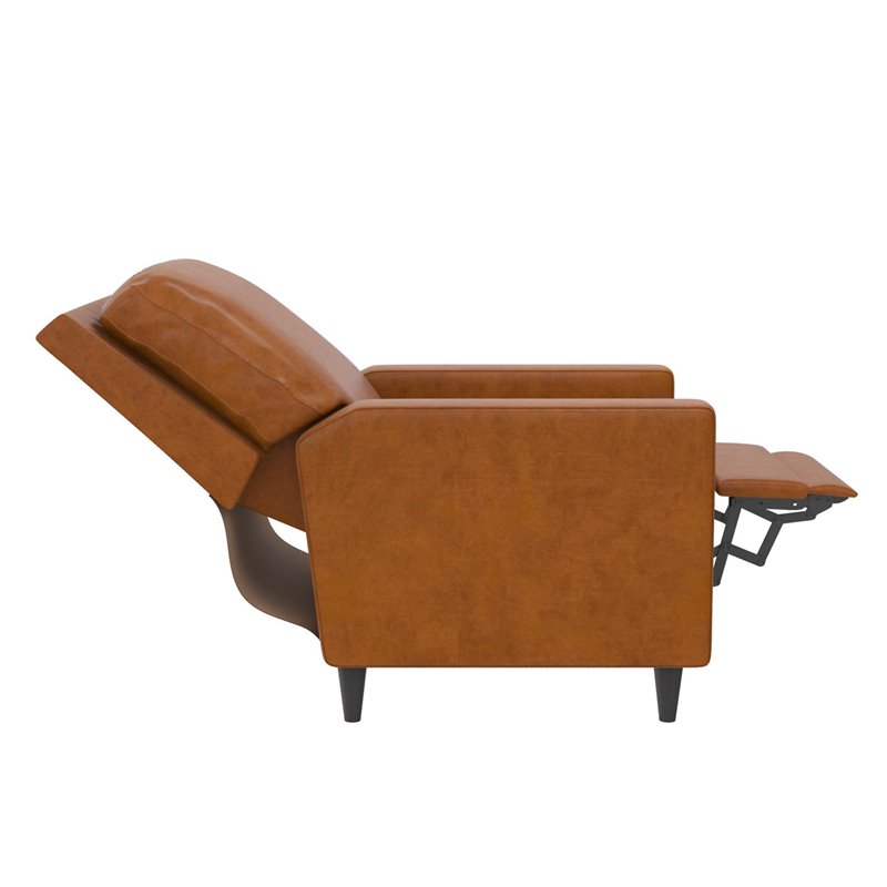 Pemberly Row Pushback Recliner Living Room Accent Chair in Camel Faux Leather