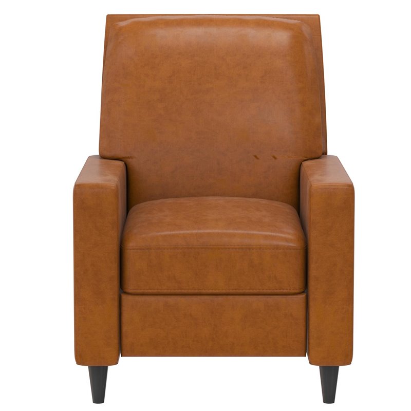 Pemberly Row Pushback Recliner Living Room Accent Chair in Camel Faux Leather