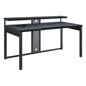 Pemberly Row Contemporary 63&quot Gaming Desk in Black Steel Metal