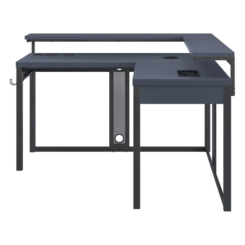 Pemberly Row Loadout L-Shape Gaming Desk in Black Steel Metal