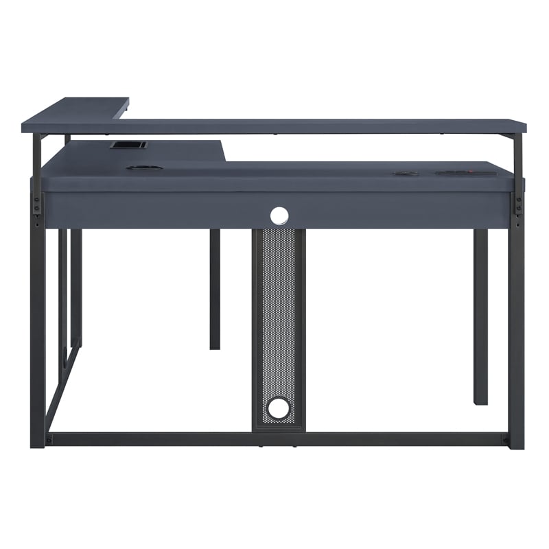 Pemberly Row Loadout L-Shape Gaming Desk in Black Steel Metal