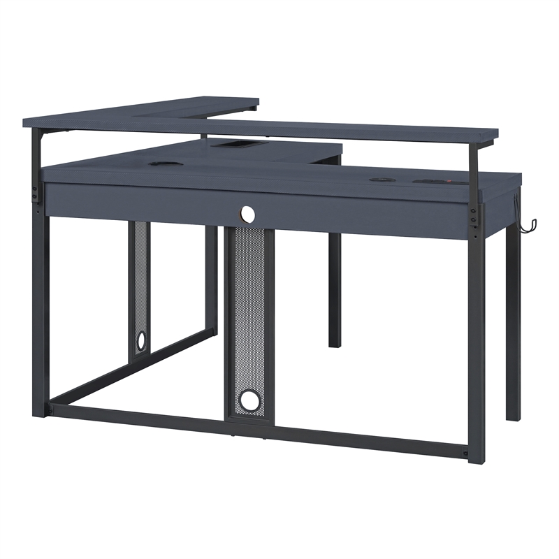 Pemberly Row Loadout L-Shape Gaming Desk in Black Steel Metal