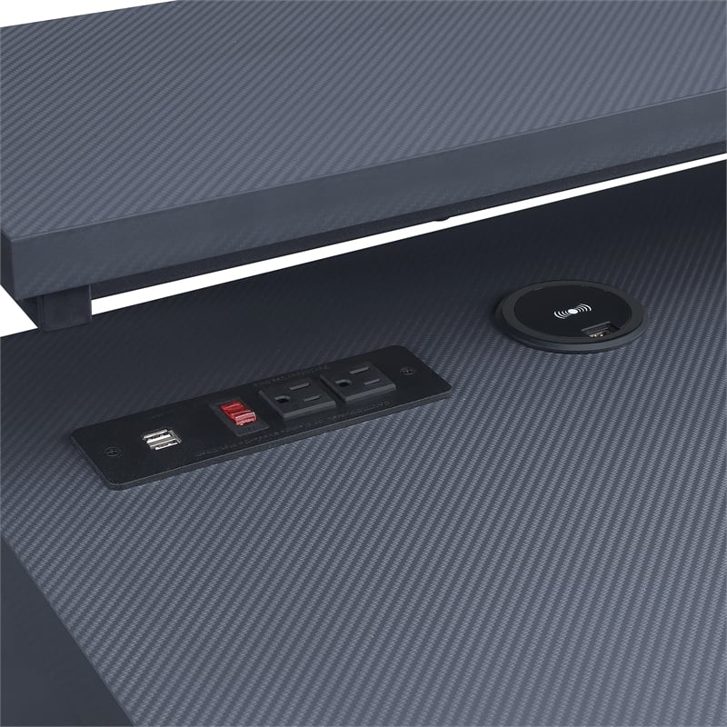 Pemberly Row Loadout L-Shape Gaming Desk in Black Steel Metal