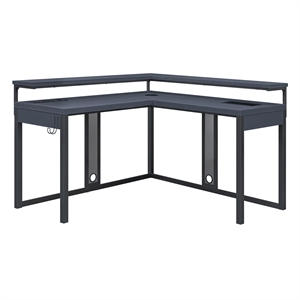 Pemberly Row Loadout L-Shape Gaming Desk in Black Steel Metal