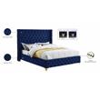 Pemberly Row Contemporary Transitional Navy Finish Velvet King Bed
