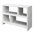 Pemberly Row Console Three-Tier Bookcase in White Faux Marble Wood Finish