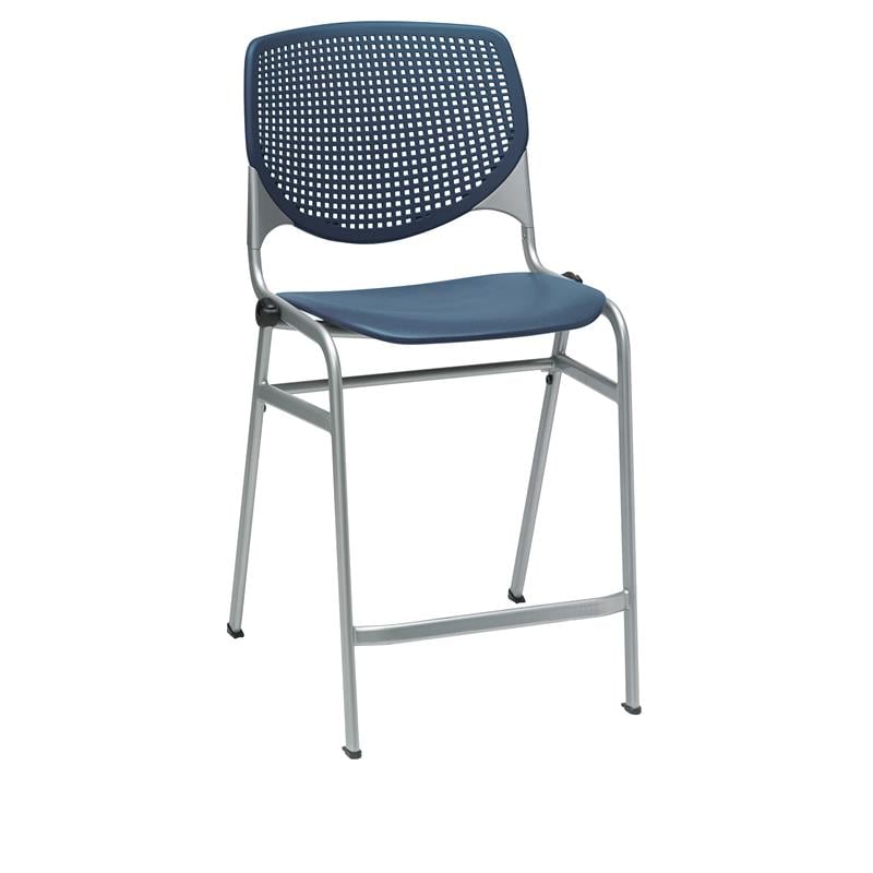 Pemberly Row Modern Plastic Counter Stool - Navy Seat and Back