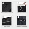 Pemberly Row Rectangle Bamboo Hamper Laundry Basket with Lid in Black
