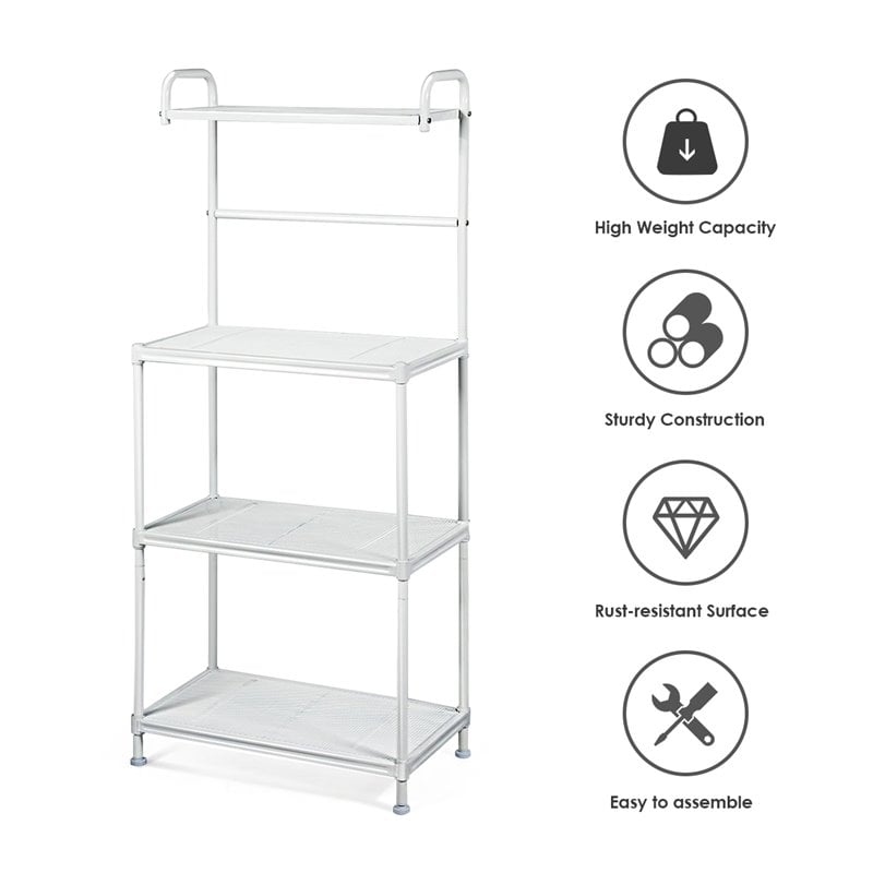 Pemberly Row 4-tier Contemporary Iron Baker's Rack with Thicken Pipes in White