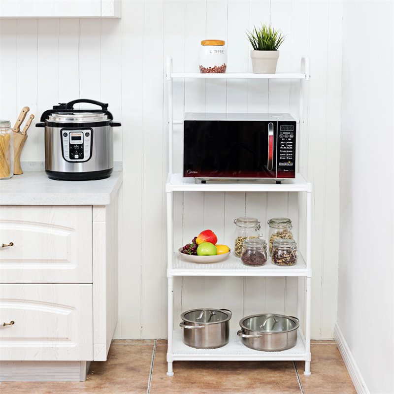 Pemberly Row 4-tier Contemporary Iron Baker's Rack with Thicken Pipes in White